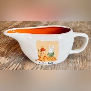 Rae Dunn Artisan Collection Magenta Hello Fall Gravy Boat. Squirrel And Rabbit